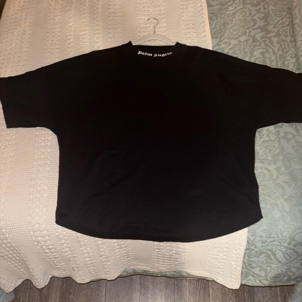 Palm Angels Black Tee with Logo Detail